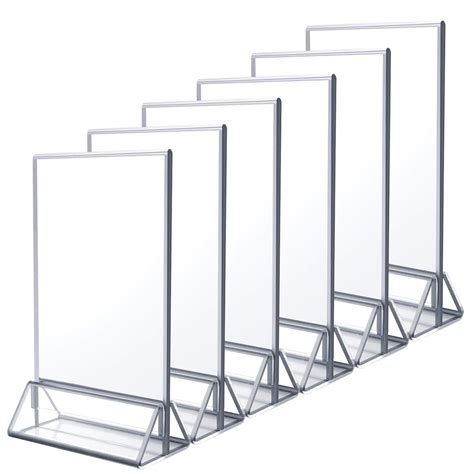 niubee 6pack 5x7 clear acrylic sign holder with sliver borders and vertical stand