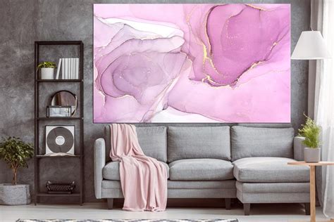 Glamorous Rose Marbling Wall Decor Contemporary Art Ink Etsy Large