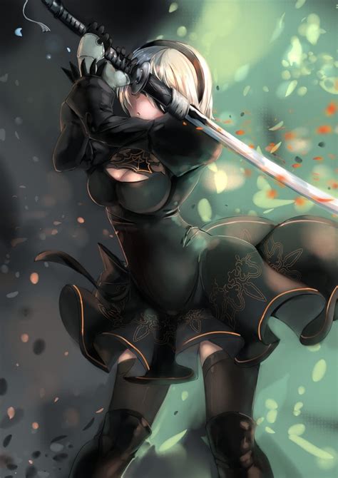 Wallpaper Anime Girls Nier Nier Automata Sword Weapon Stockings Hot