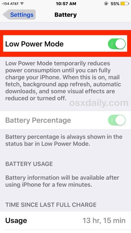 Enable Low Power Mode On Iphone For Maximum Battery Life Performance