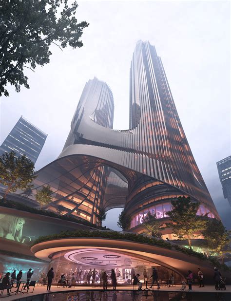 Zha To Energise Shenzhen Skyline With Column Free Twin Skyscrapers Tower C