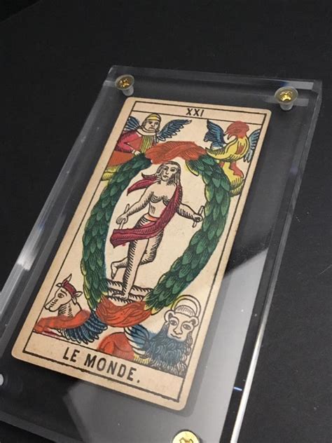 The World” Original Antique Hand Painted Tarot Card 1890s Deviant