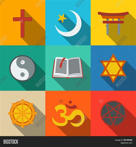 World Religion Symbols Flat Set Vector And Photo Bigstock