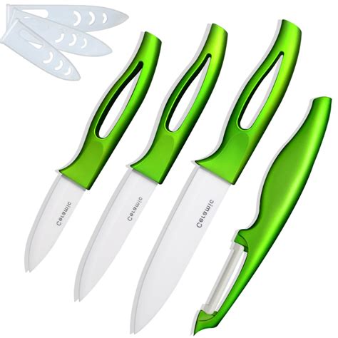 Xyj Ceramic Knife Set 3 4 5 Paring Utility Slicing Knife With Green