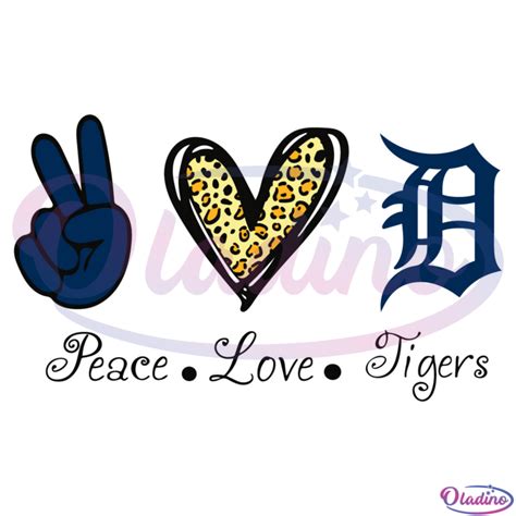 Peace Love Detroit Tigers Svg Digital File Mlb Svg Tigers Svg