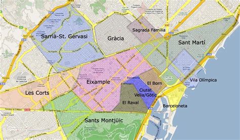Barcelona Suburbios Mapa Mapa De Los Suburbios De Barcelona Cataluña