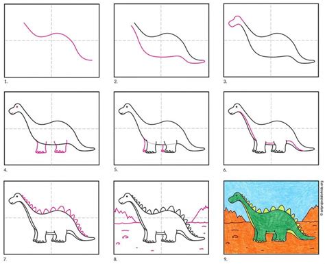 How To Draw An Easy Dinosaur Art Projects For Kids