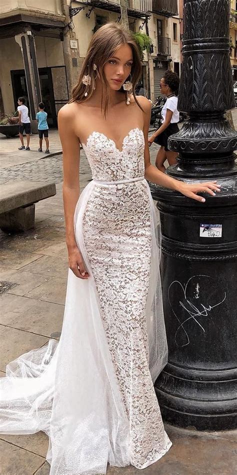 Sexy Wedding Dresses Ideas Sheath Illusion Neckline Full Lace With Overskirt Musebyberta