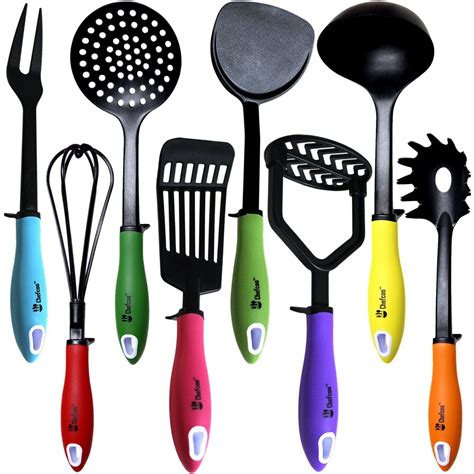 kitchen utensils cooking set by chefcoo™ includes 8 pieces non stick cookware gadgets masher