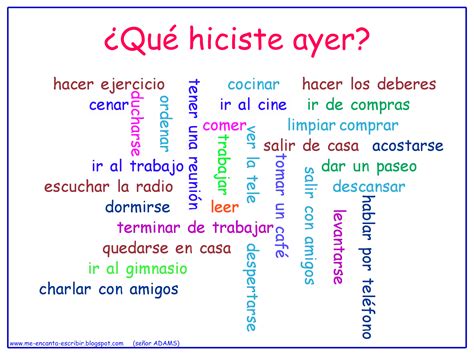 Me Encanta Escribir En Español ¿qué Hiciste Ayer Pretérito Perfecto