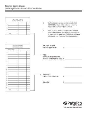 Fillable Online Checking Account Reconciliation Worksheet Fax Email