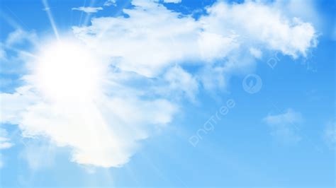 Background Langit Biru Dan Awan Putih Latar Belakang Matahari Alam