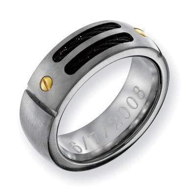 Tantalum bands cannot be resized after purchase. I've tagged a product on Zales: Men's 8.0mm Engraved Black ...