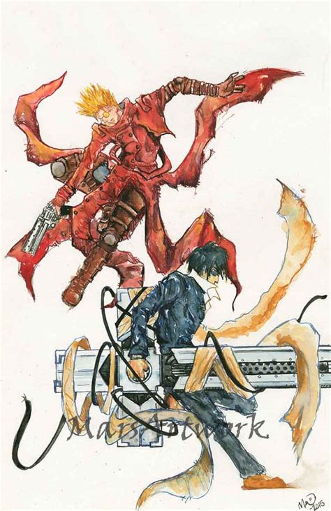 Trigun Anime Watercolor Ink Fanart Vash Wolfwood 11x17 Etsy