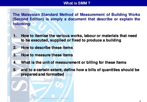 World Of Quantity Surveyor Malaysia Standard Method Of Measurement Smm