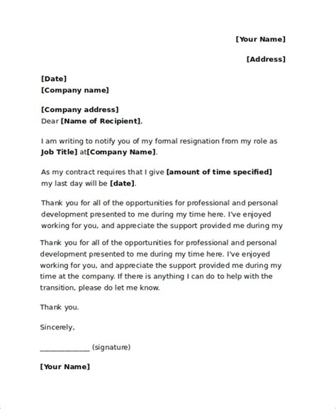 Free 18 Sample Resignation Letter Templates In Pdf Ms Word
