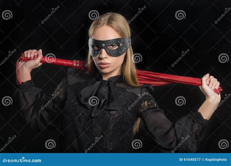 Girl With Red Leather Whip And Mask Bdsm Stock Image Image Of Fetishism Bdsm 61640577