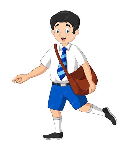 Premium Vector Happy Boy Going To School