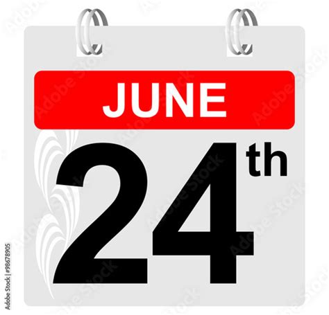 24th June Calendar With Ornament Stock Image And Royalty Free Vector