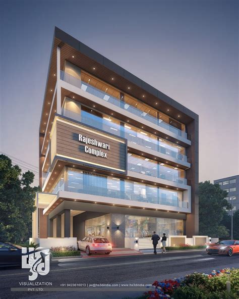 Commercial Complex Front Elevation Facade Architecture Commercial