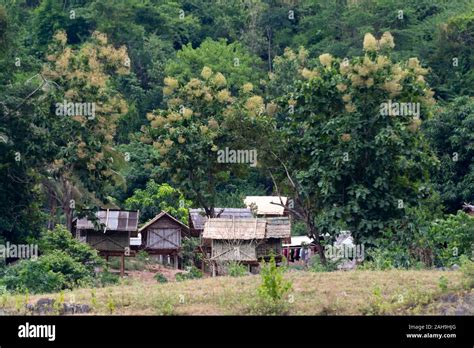 Village On Hillside Above Mekong River Between Huay Xai And Pak Beng