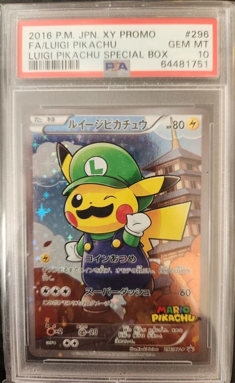 Psa 10 Luigi Pikachu Full Art 296xy P Promo Pokemon Card Japanese 2016