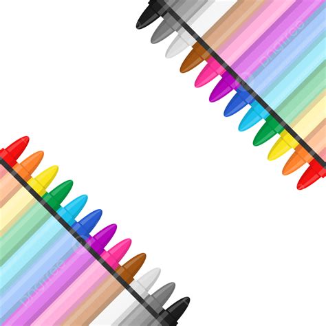Borde O Marco De Crayones De Esquina Coloridos Vector Png Borde De