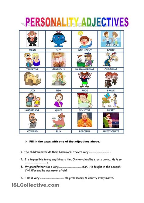 13 Best Images Of Personality Adjectives Worksheet Pe