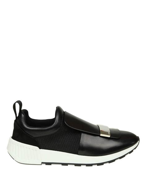 Sergio Rossi Sr1 Running Leather And Fabric Sneakers In Black For Men