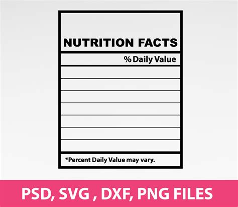 Blank Nutrition Facts Nutrition Facts Template Svg Png Dxf Etsy