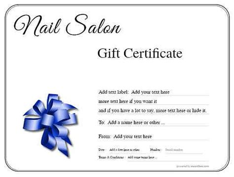 Nail Salon T Certificate Templates Printable