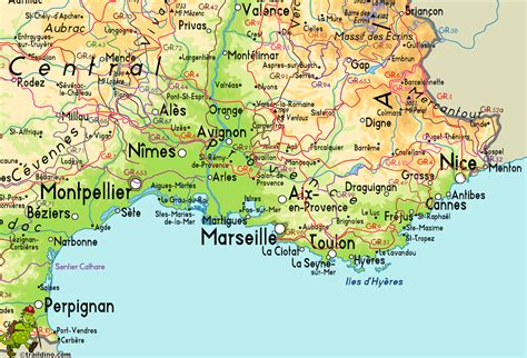 Karta över Provence Harta Turistica A Rivierei Franceze Eze Franta