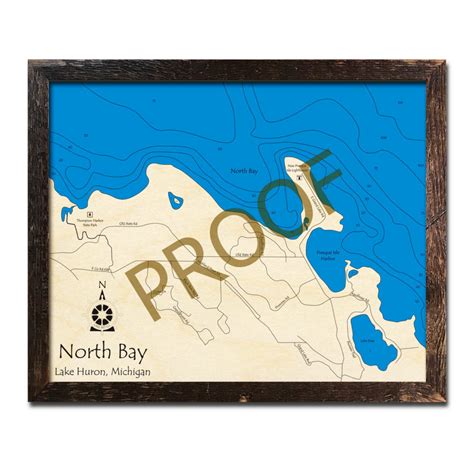 North Bay Lake Huron Region Nautical Wood Maps