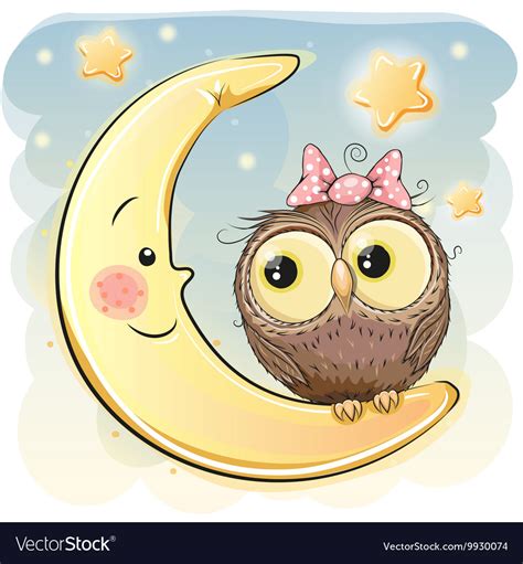 Owl On The Moon Royalty Free Vector Image Vectorstock
