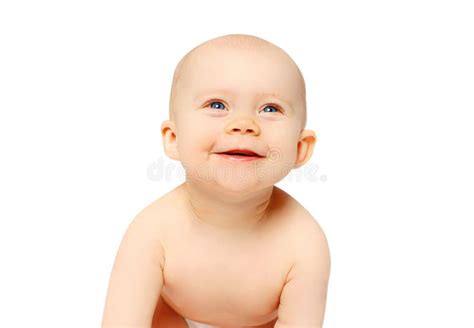 Portrait Cute Smiling Baby On White Background Stock Image Image Of