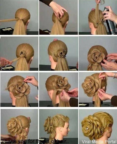 3d Rose Flower Shaped Updo Hairstyle Flowers In Hair Bun Hairstyles