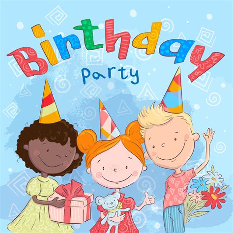 Poster cute kids with gifts. Hand drawing. Vector illustration cartoon style 536714 Vector Art ...