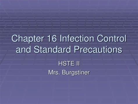Ppt Chapter 16 Infection Control And Standard Precautions Powerpoint