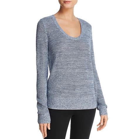 Theory Womens Blue Lightweight Scoop Neck Pullover Sweater Top L Bhfo