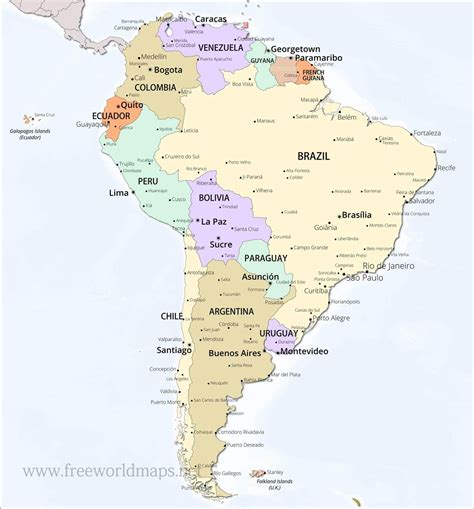 Latin America Political Map With Capitals Gratia Georgianne