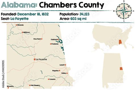 Large And Detailed Map Of Chambers County In Alabama Stock Image And