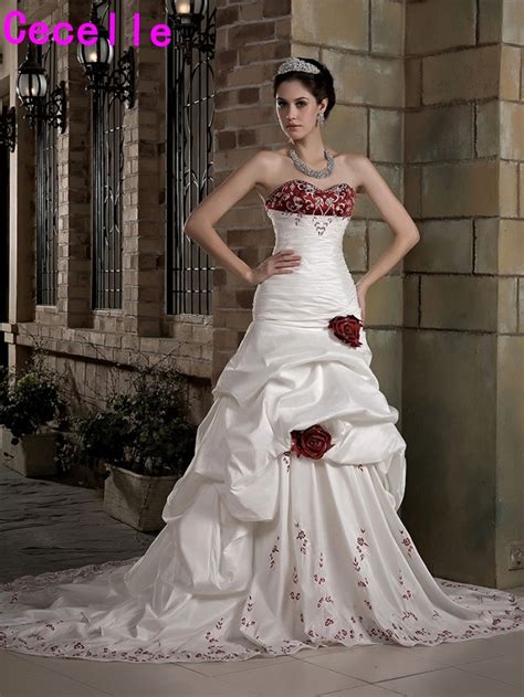 Buy Vintage White And Red Wedding Dresses With Color
