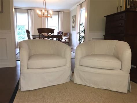 Need an update for your sofas or chairs? Barrel chairs with drop cloth slipcovers | Slipcovers for ...