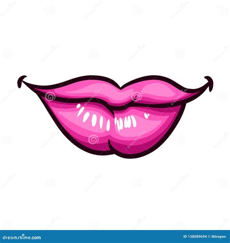 cartoon lips smile set isolated on white background vector illustration