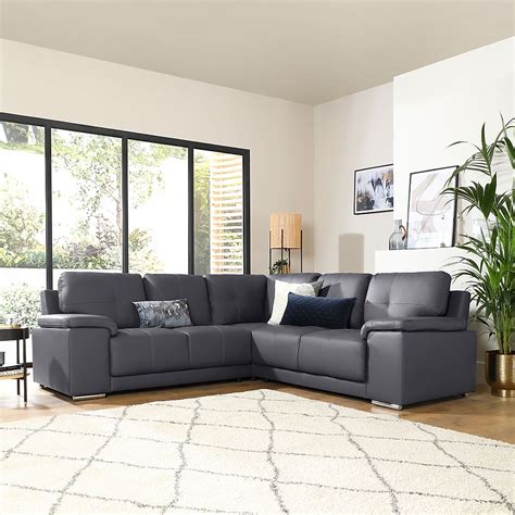 Kansas Grey Leather Corner Sofa Furniture And Choice