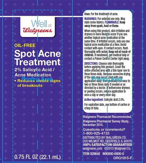 Dailymed Well At Walgreens Spot Acne Treatment Salicylic Acid Gel