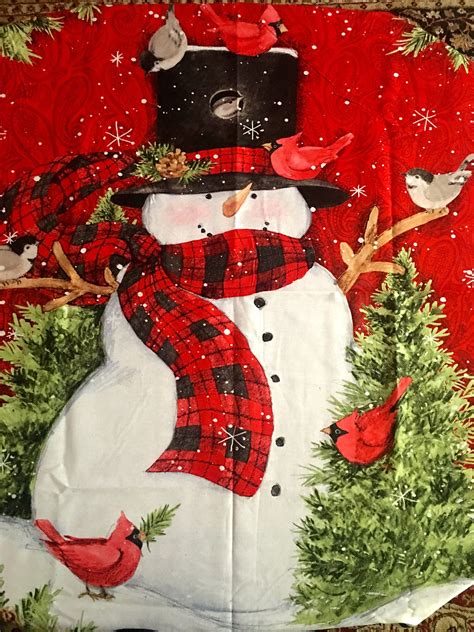 Saddle up snowman by timeless treasures 2/3 yard cotton fabric panel, 100% cotton woven fabric. Christmas Snowman new Fabric panel by Susan Winget | Etsy ...