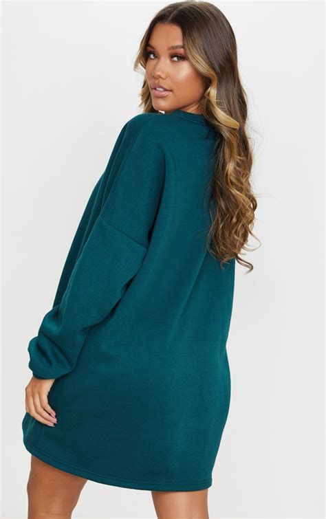 Teal Oversized Sweater Dress Dresses Prettylittlething Il
