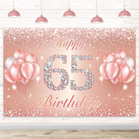 Happy 65th Birthday Banner Backdrop 65 Birthday Party