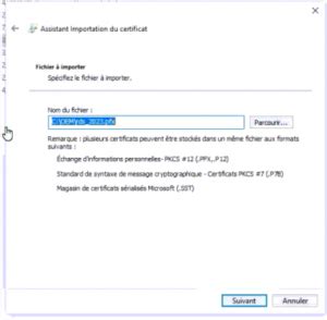 Installer un certificat de sécurité au format PFX sous Windows